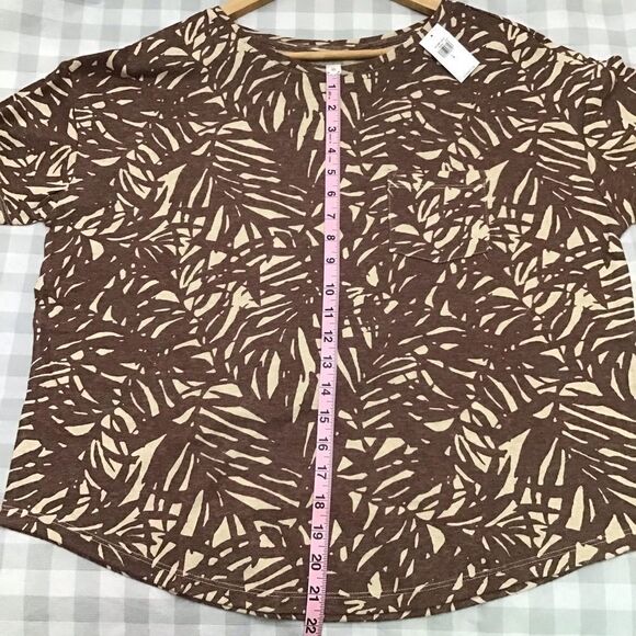 2/40$ Nwt Old Navy t-shirt brown beige neutral pocket crop oversized top Large - Picture 7 of 10